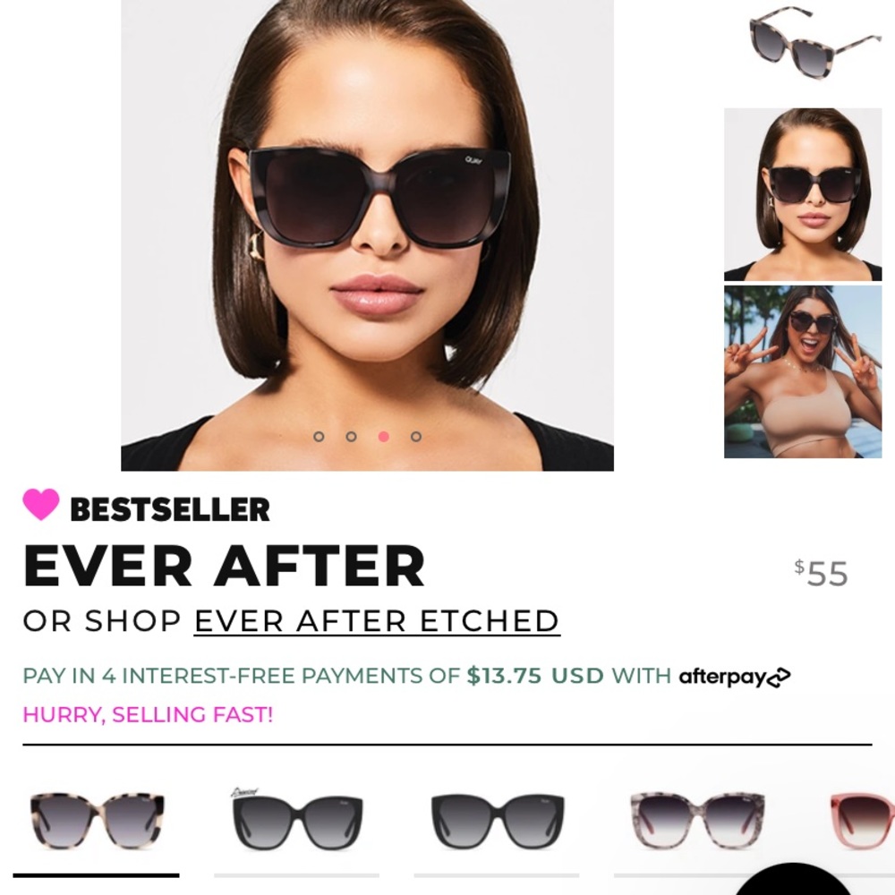 Brand New, Unopened Quay “Ever After” Sunglasses